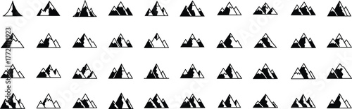 Abstract geometric mountain landscape collection diverse stylized peaks for design projects nature inspired artistic representation modern abstract artistry vector