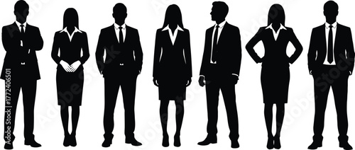 Corporate Business Team Silhouette Vector.