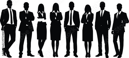 Business People Silhouette in Formal Suit.