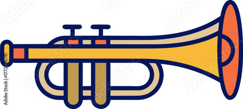 Simple Trumpet Instrument Icon Vector