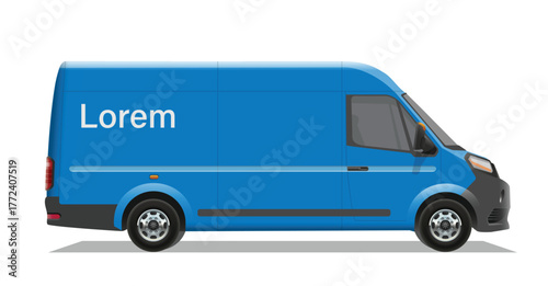 blue van vans car minibus mini bus cargo fast free delivery star pick up track icon logo sign mock up brand decals decal side view art mail post box design vector template