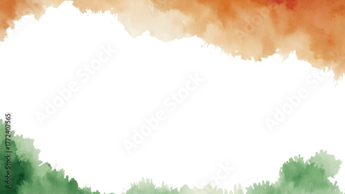 Indian watercolor transparent orange and green background tricolour republic day 26 january and 15 august independence day png vector illustration