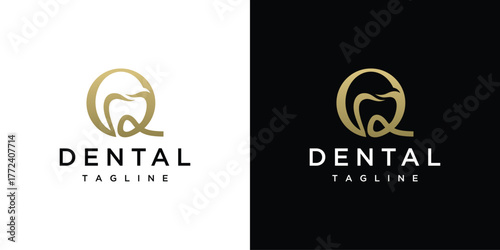 monogram Q logo design with teeth, design for a luxurious, elegant and simple business.	
