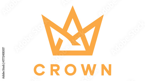 Modern orange crown logo with bold text for royalty and prestige businesses vector