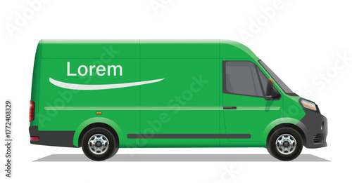 green van vans car minibus mini bus cargo fast free delivery pick up icon logo sign mock up brand decals decal side view art mail post box design vector template