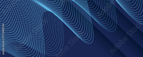 3D abstract background with paper cut shapes. Vector design layout for business presentations, flyers, posters and invitations. Blue carving art with line stripes modern shiny element