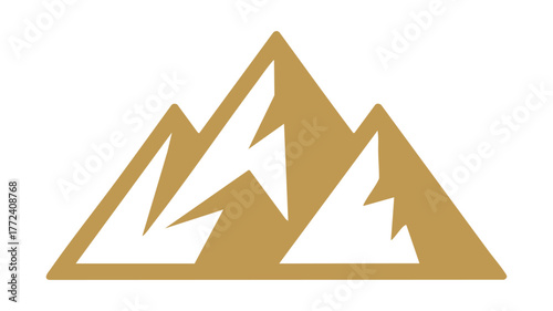 Abstract golden mountain peaks logo design symbolizing adventure and nature vector