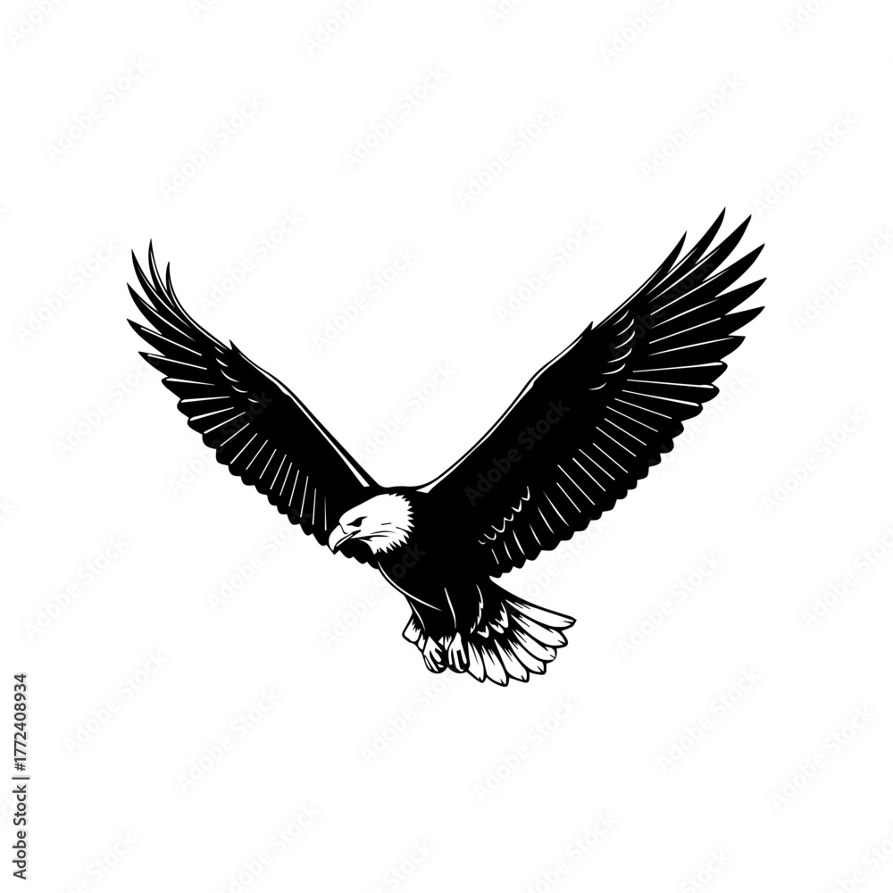 Obraz premium Flying Eagle Silhouette Vector Art