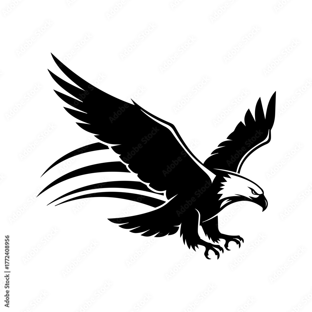 Obraz premium Flying Eagle Silhouette Vector Art