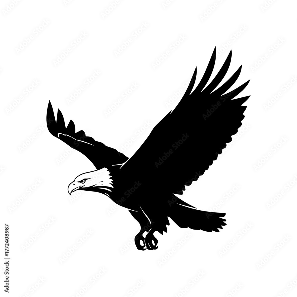 Obraz premium Flying Eagle Silhouette Vector Art