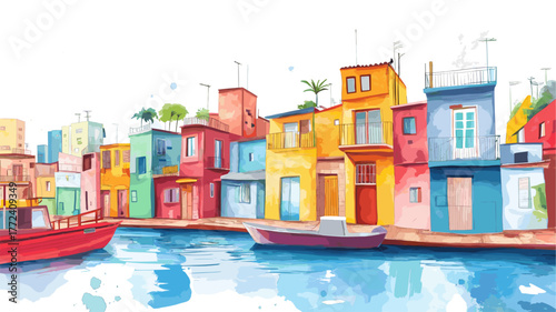 La Boca and Caminito. La Boca and Caminito hand drawn watercolor illustration