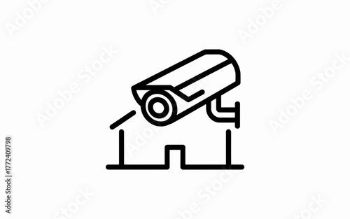 Home security camera icon monitoring a house