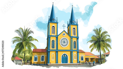 Saint Peter and Paul Cathedral. Saint Peter and Paul Cathedral hand drawn watercolor illustration