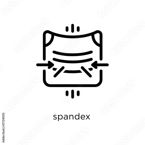 Spandex icon symbolizing elasticity stretchability and fabric flexibility with arrows indicating compression on a white background