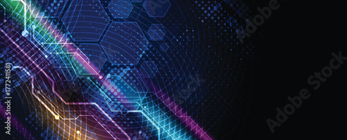 Abstract circuit technology style concept particles background
