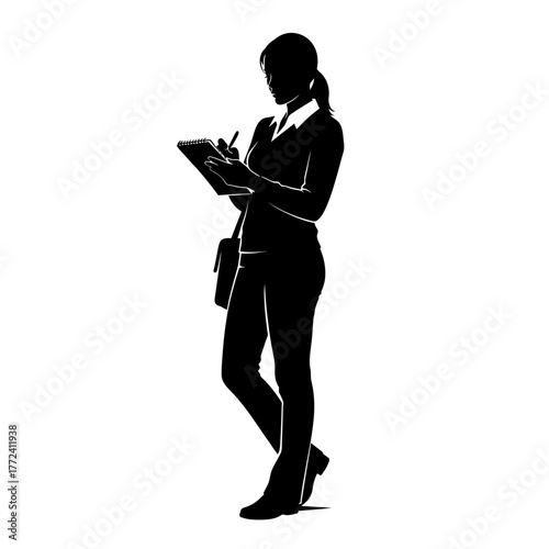 Business Woman with Tablet Silhouette