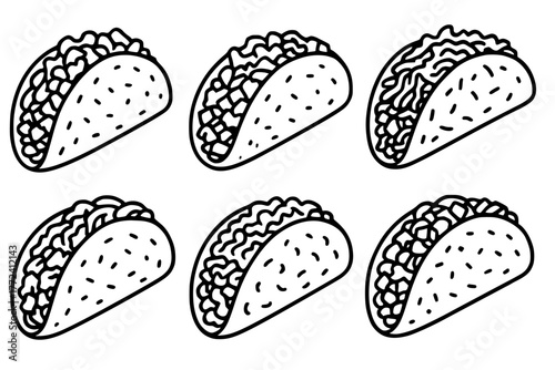 Illustration of 6 Tacos, outline version