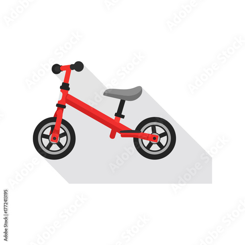 Red Balance Bike For Kids With Wheels And Seat, A Simple And Fun Bicycle For Toddlers And Children On A White Background