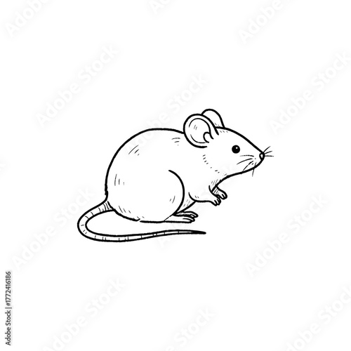 Charming hand-drawn style mouse illustration perfect for children's books, educational materials, or whimsical designs with a classic storybook feel