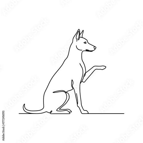 Elegant minimalist line art of a dog offering its paw, perfect for pet-related designs, branding, or logos. Clean, simple, modern pet illustration.