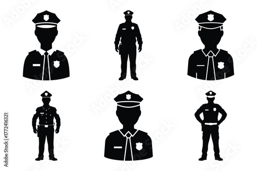 police officer vector icon set