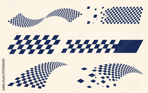 Racing Checker Flags and Finish Line Vector Illustration — Motorsport Speed Competition Design Elements