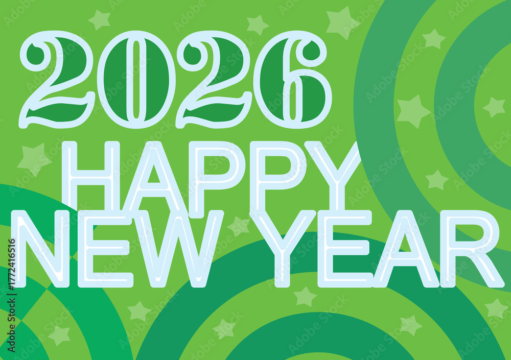 Fototapeta premium Greeting card, 2026 Happy New year, colorful.