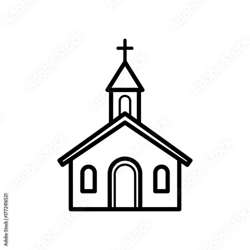 Classic church icon, simple vector design for faith, community, and religious themes, perfect for websites, apps, and spiritual projects with clean lines