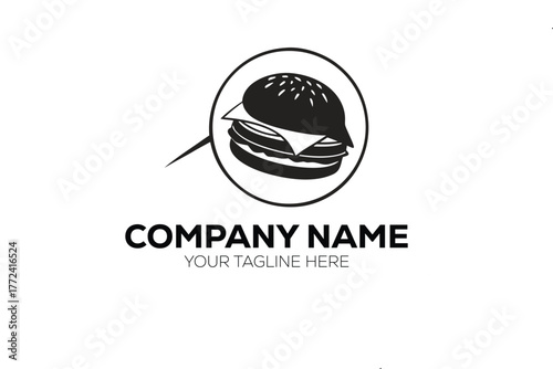 Modern burger logo design perfect for restaurants, cafes, and fast-food brands. Features a delicious burger icon in minimalist style, ideal for branding, menus, packaging, and marketing use.