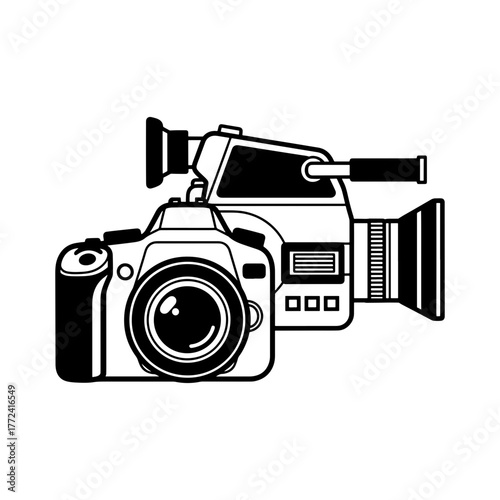 Capture memories with camera and camcorder duo, perfect for creative projects, video production, and photography enthusiasts, originally vector graphic
