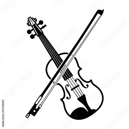 Elegant violin and bow create a timeless symphony, perfect for music lovers, classical themes, and artistic inspiration in your projects