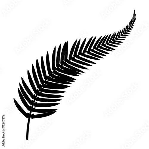 Tropical Palm Frond Silhouette Leaf.