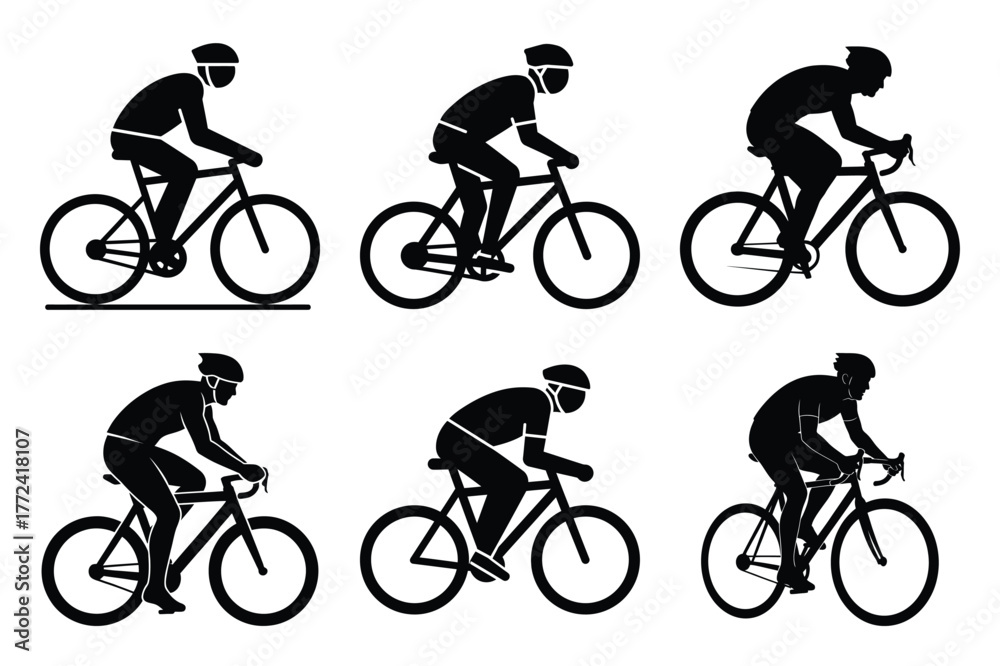 Obraz premium cyclist vector icon set