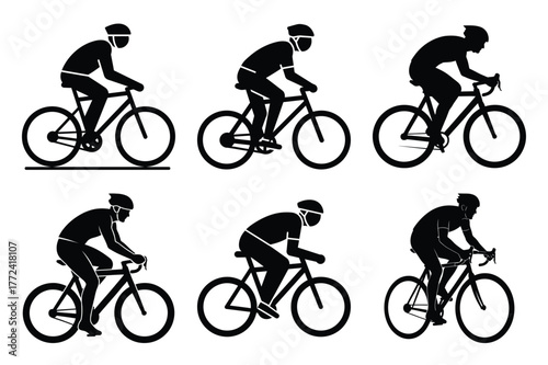 cyclist vector icon set