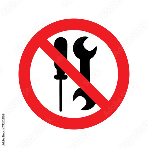 Not to be serviced by users vector design prohibition safety sign standar ISO 7010