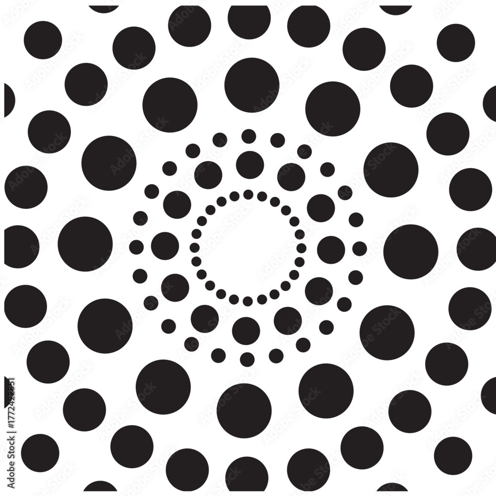 Fototapeta premium Dotted pattern. Abstract geometric print with different sized round shapes. Vector illustration. EPS 10