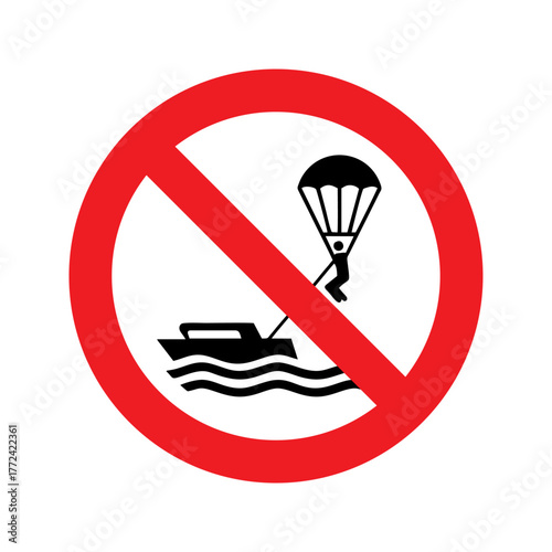 No parasailing vector design prohibition safety sign standar ISO 7010
