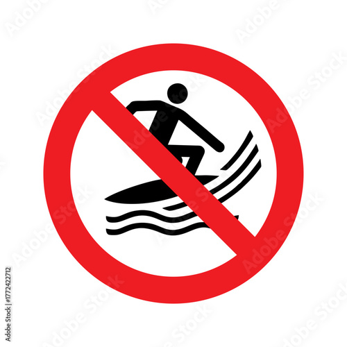 No surf craft vector design prohibition safety sign standar ISO 7010