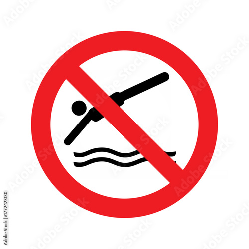 No diving vector design prohibition safety sign standar ISO 7010