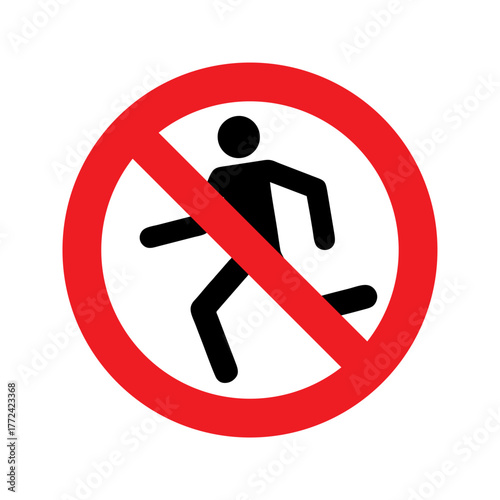 No running vector design prohibition safety sign standar ISO 7010