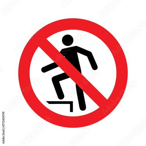 No stepping on surface vector design prohibition safety sign standar ISO 7010.
