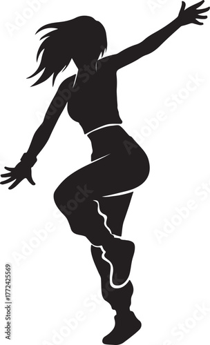  a female dancer in stylish sportswear dynamic pose hip hop street dance modern dance silhouette vector