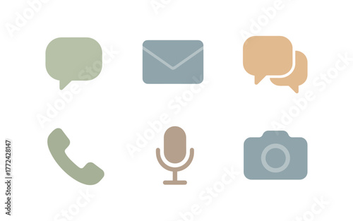 Minimal communication icons in flat design style for digital and print media