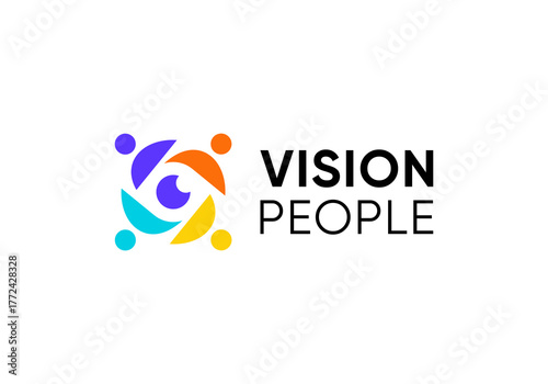 abstract people with eye logo. abstract teamwork, human hub social design vector concept