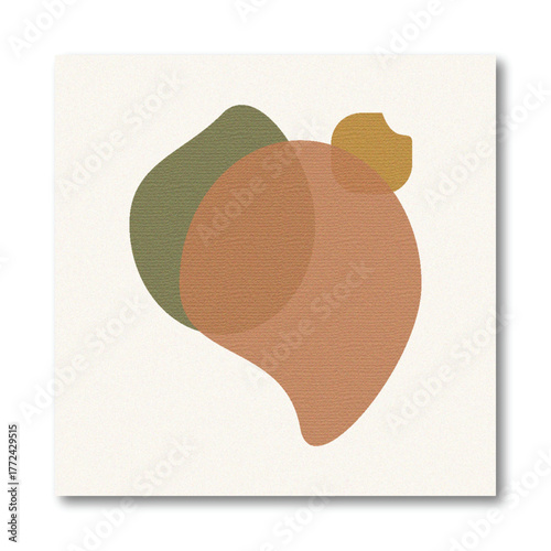 Abstract Minimalist Overlapping Organic Shapes Background with Terracotta, Moss Green, and Khaki Tones
