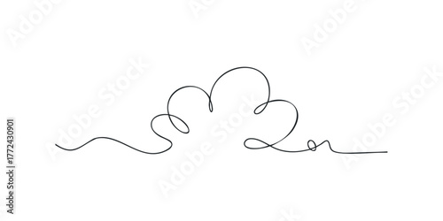 Single line drawing of a cloud shape