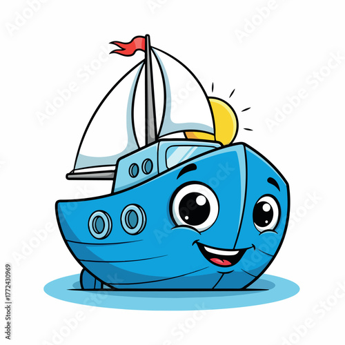 travel, illustration, boat, transport, cartoon, vector, sea, flag, adventure, ship, sailboat, marine, icon, pirate, cruise, corsair, caravel, isolated, mast, sail, color, vintage, ocean, vessel, 