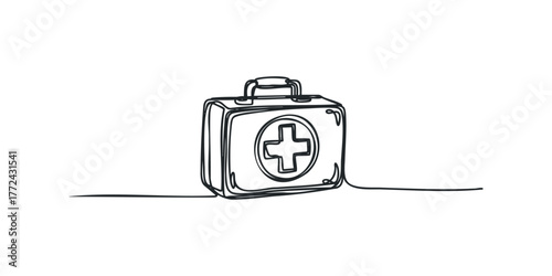 First aid kit with cross symbol
