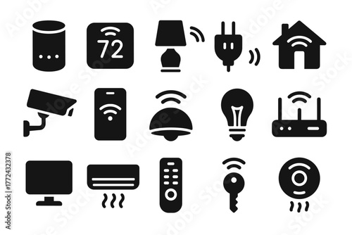 Smart home technology icons for modern automation and efficiency