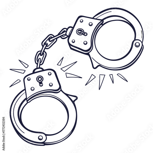 breaking-handcuffs-symbol-isolated-on-pure-white-b.eps